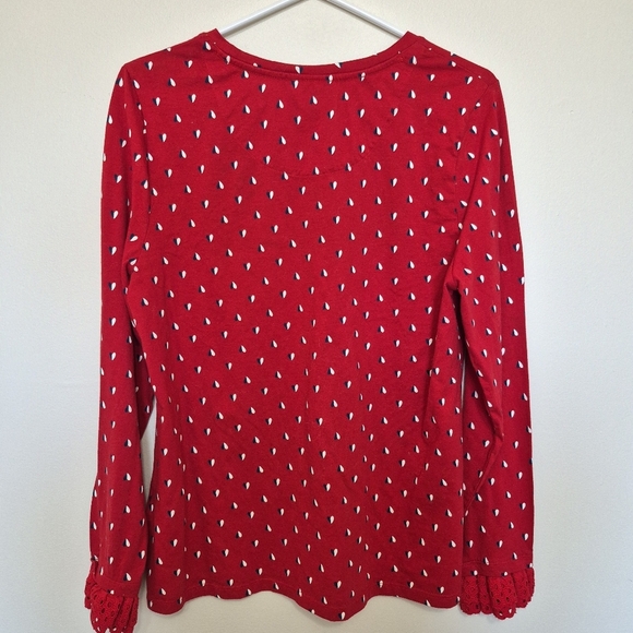 Charter Club Women’s Red Heart Print Long Sleeve Top – Size XL - Picture 6 of 6